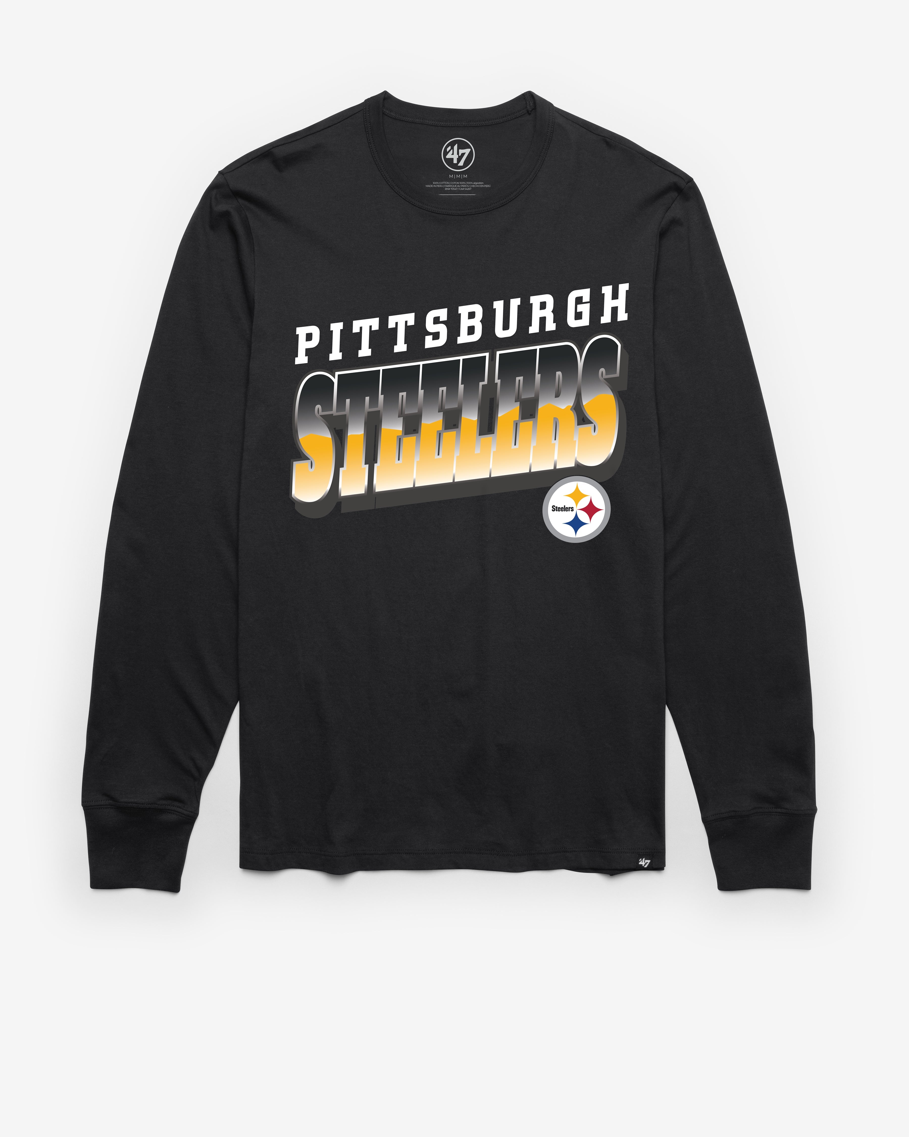 PITTSBURGH STEELERS POLISHED '47 FRANKLIN LONG SLEEVE TEE FLINT BLACK