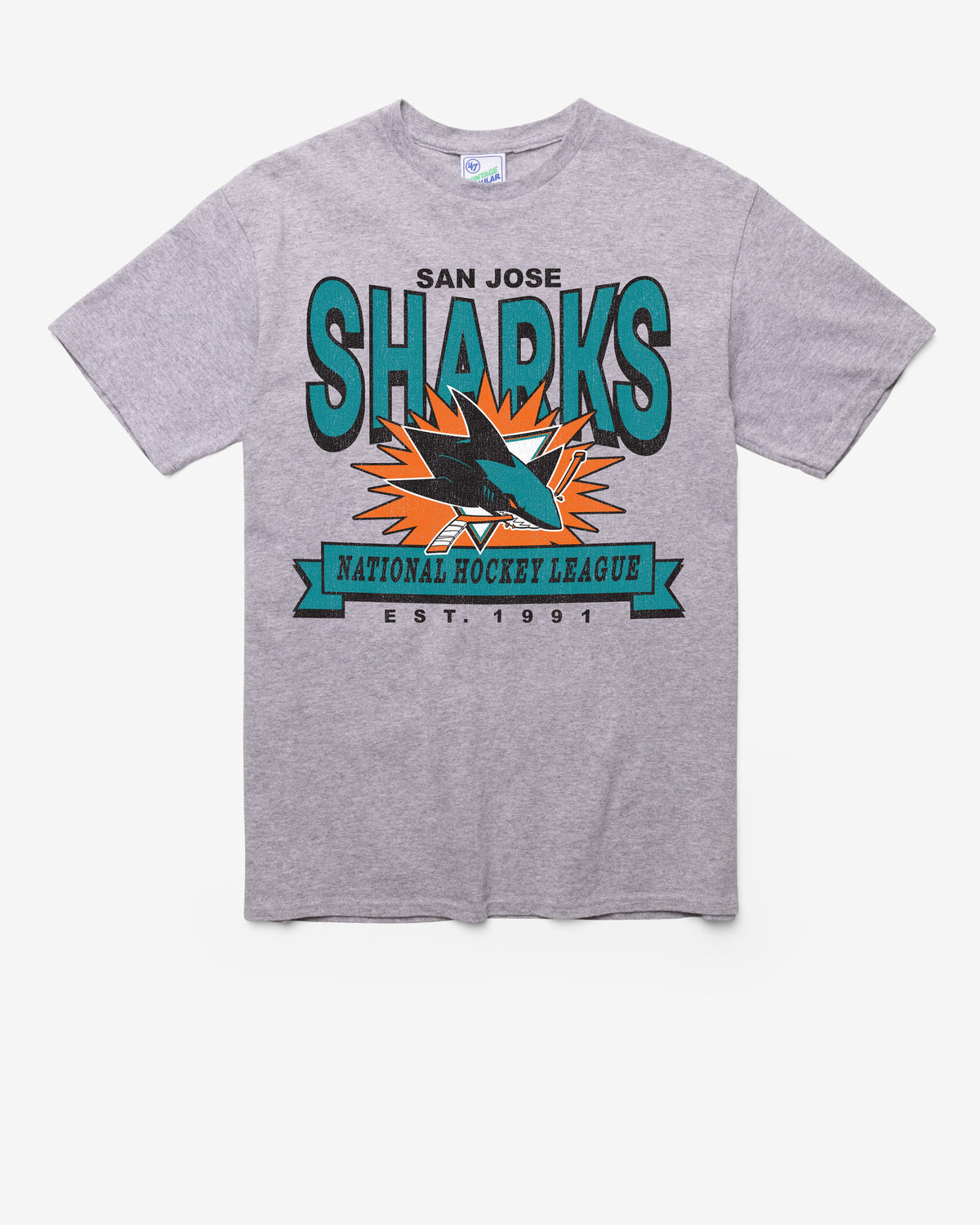 SAN JOSE SHARKS TWELVE SIX VINTAGE '47 TUBULAR TEE DT ATHLETIC HEATHER