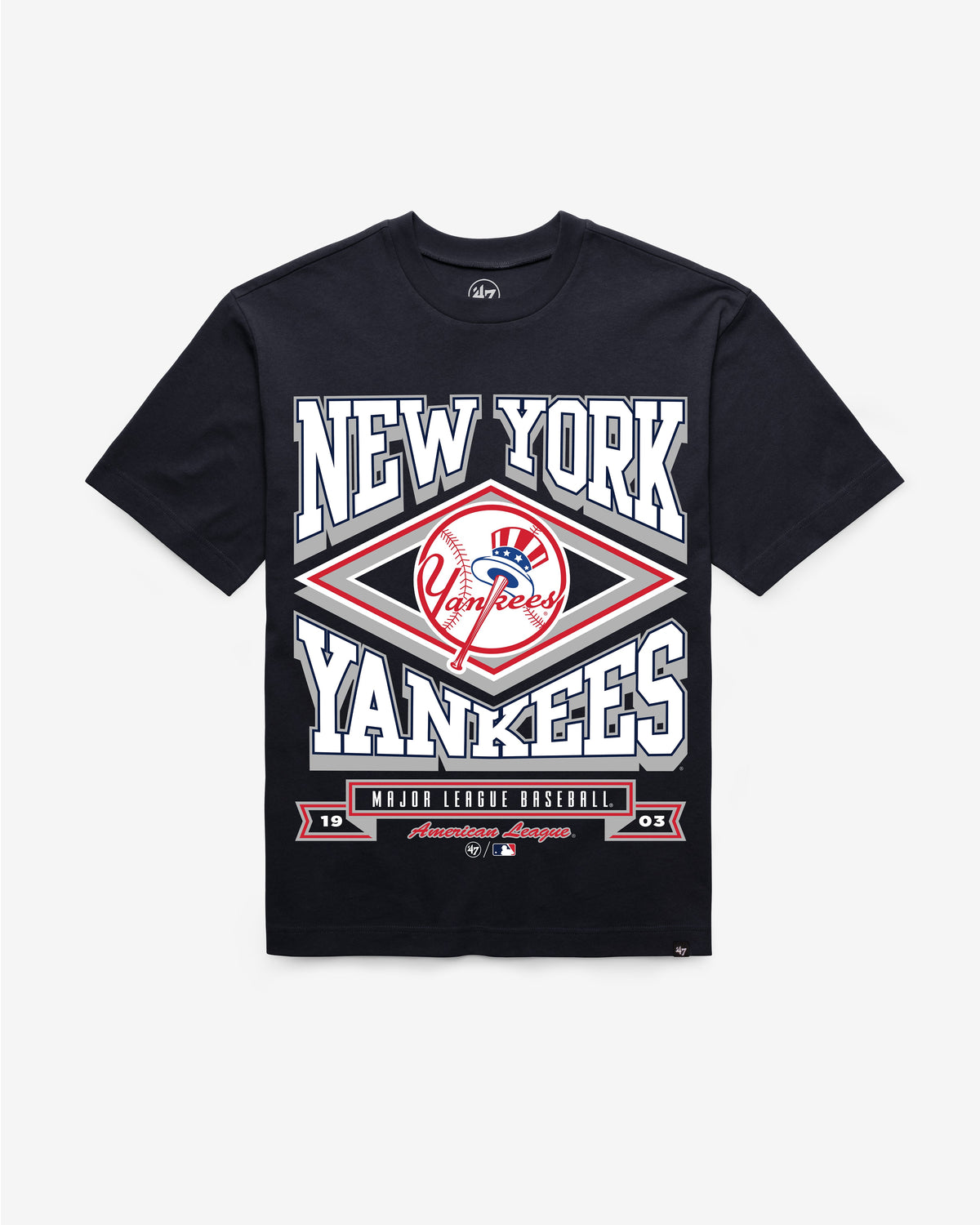 NEW YORK YANKEES HEATER '47 FOUNDATION TEE NAVY