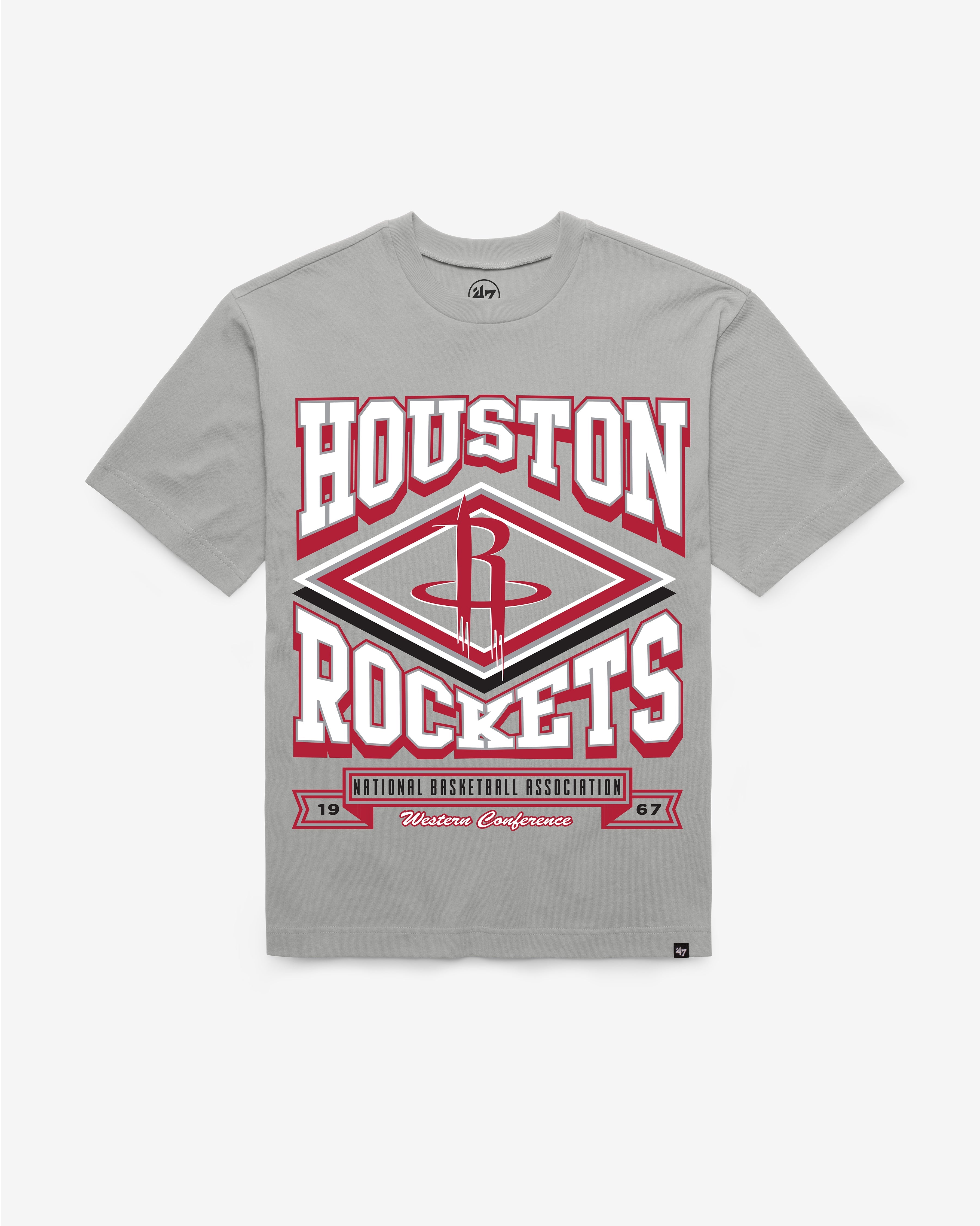 HOUSTON ROCKETS HEATER '47 FOUNDATION TEE WOLF GREY