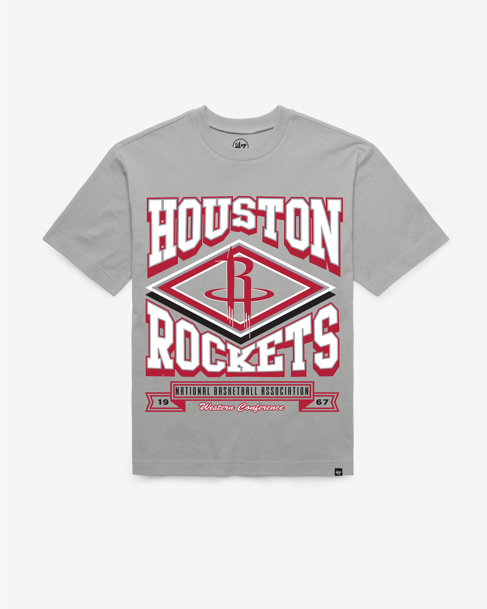 HOUSTON ROCKETS HEATER '47 FOUNDATION TEE WOLF GREY
