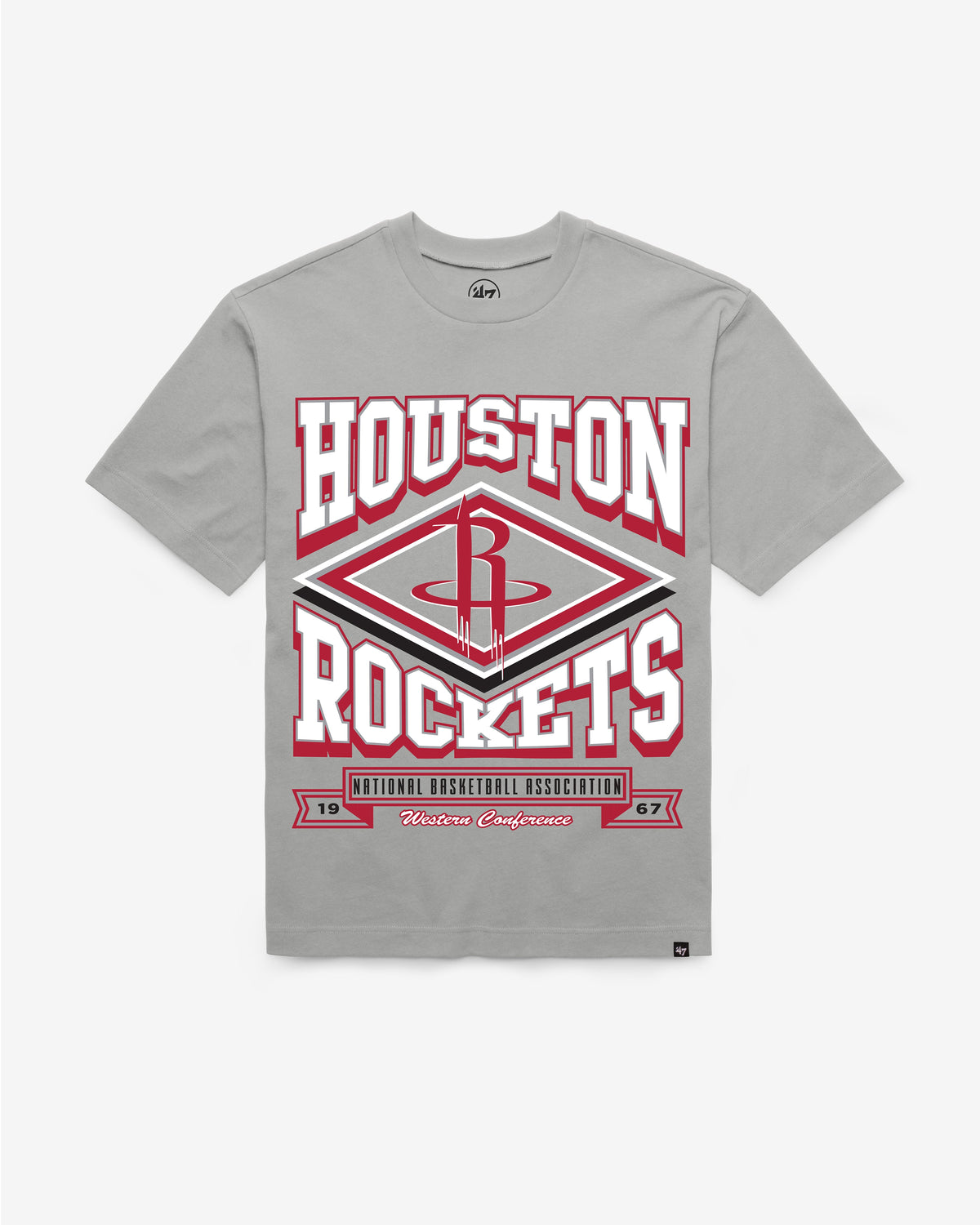 HOUSTON ROCKETS HEATER '47 FOUNDATION TEE WOLF GREY