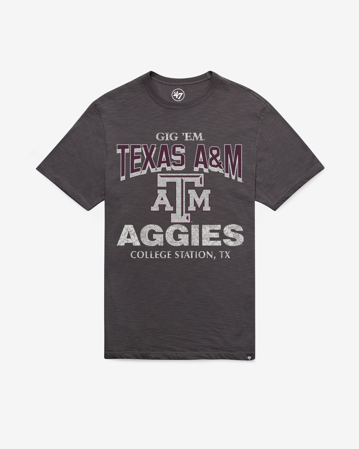 TEXAS A&M AGGIES HEAD ON '47 SCRUM TEE CHARCOAL