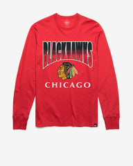 CHICAGO BLACKHAWKS SWEEP DOWN '47 FRANKLIN LONG SLEEVE TEE RACER RED