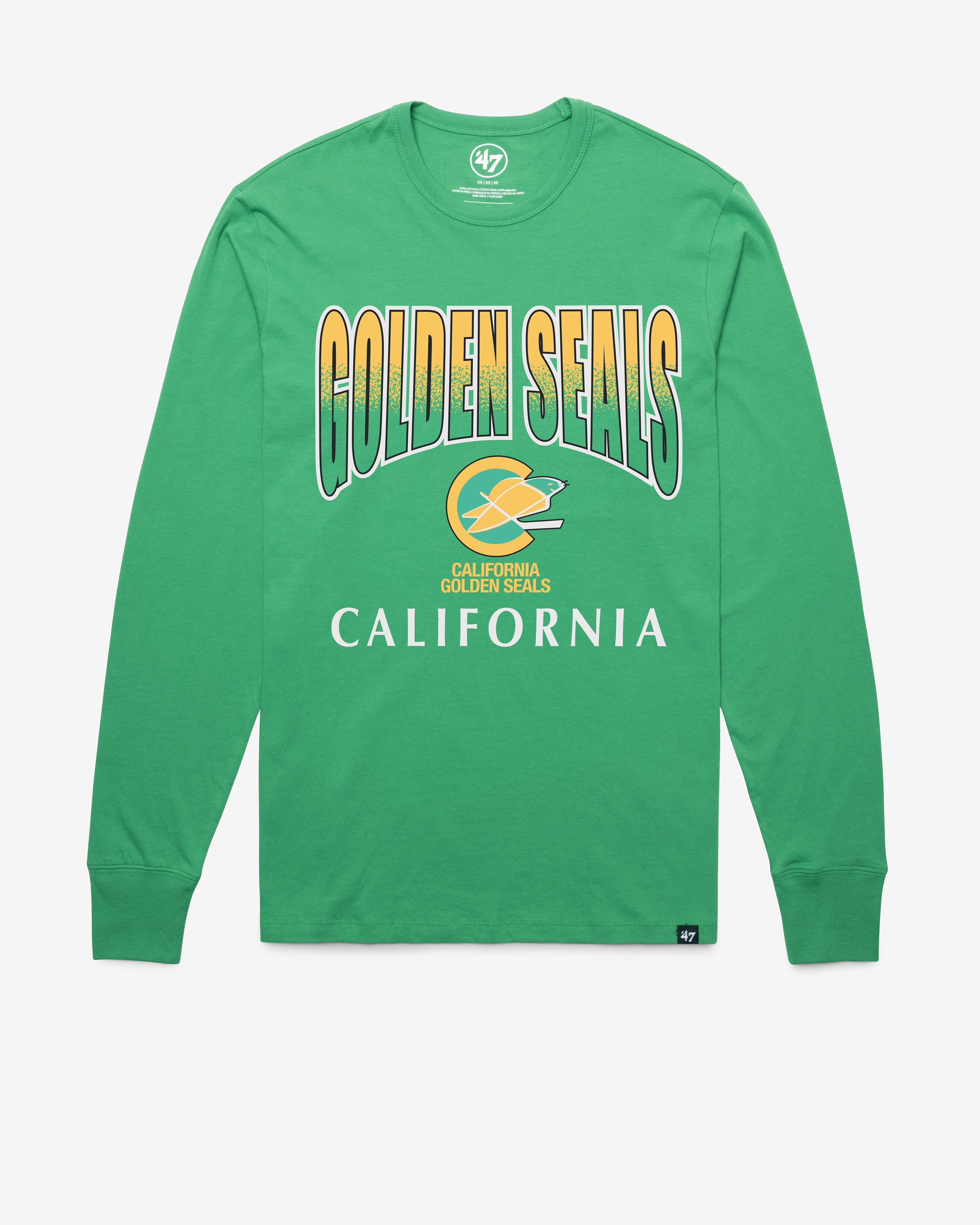 CALIFORNIA GOLDEN SEALS VINTAG SWEEP DOWN '47 FRANKLIN TEE ORCHARD GREEN