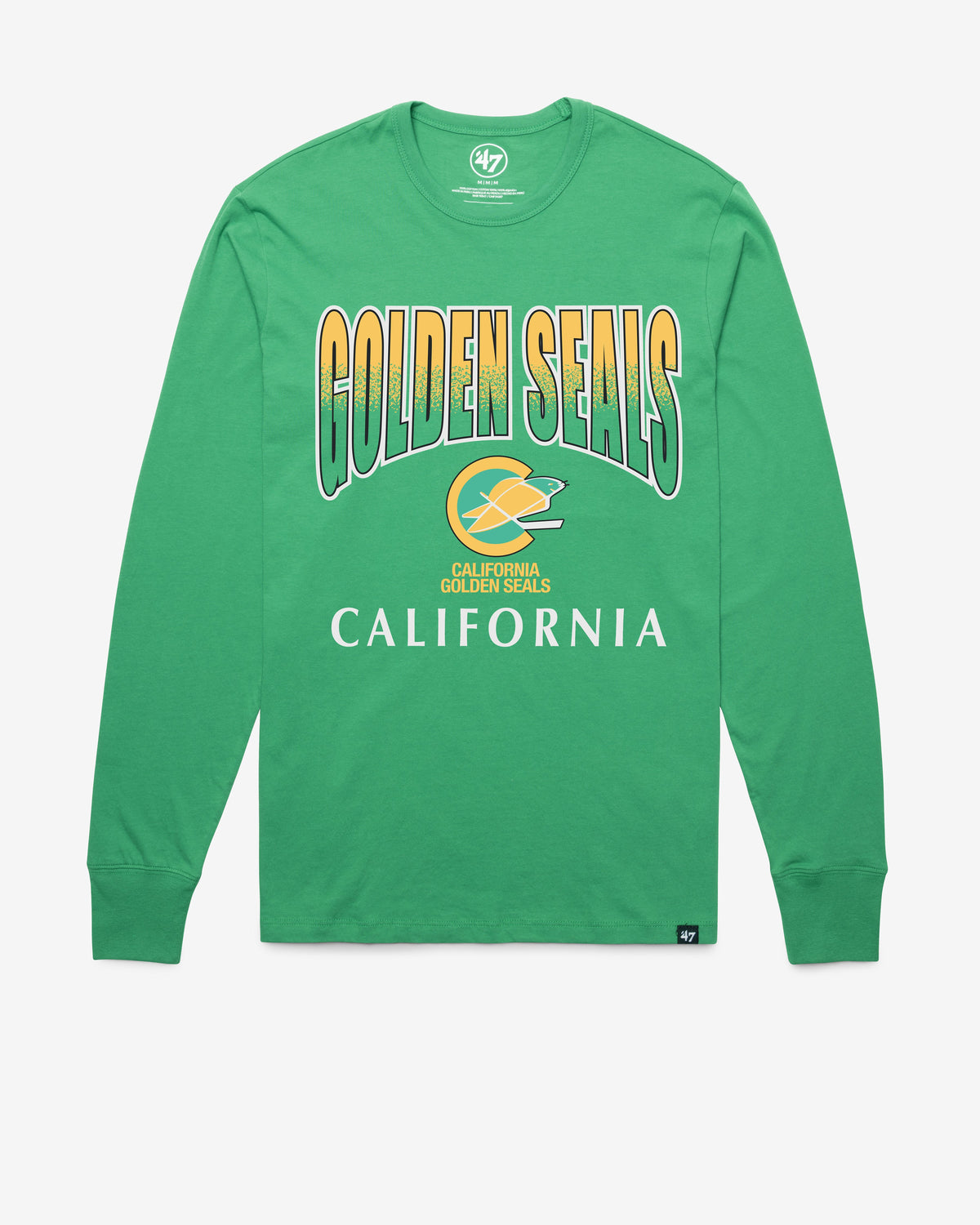 CALIFORNIA GOLDEN SEALS VINTAG SWEEP DOWN '47 FRANKLIN TEE ORCHARD GREEN