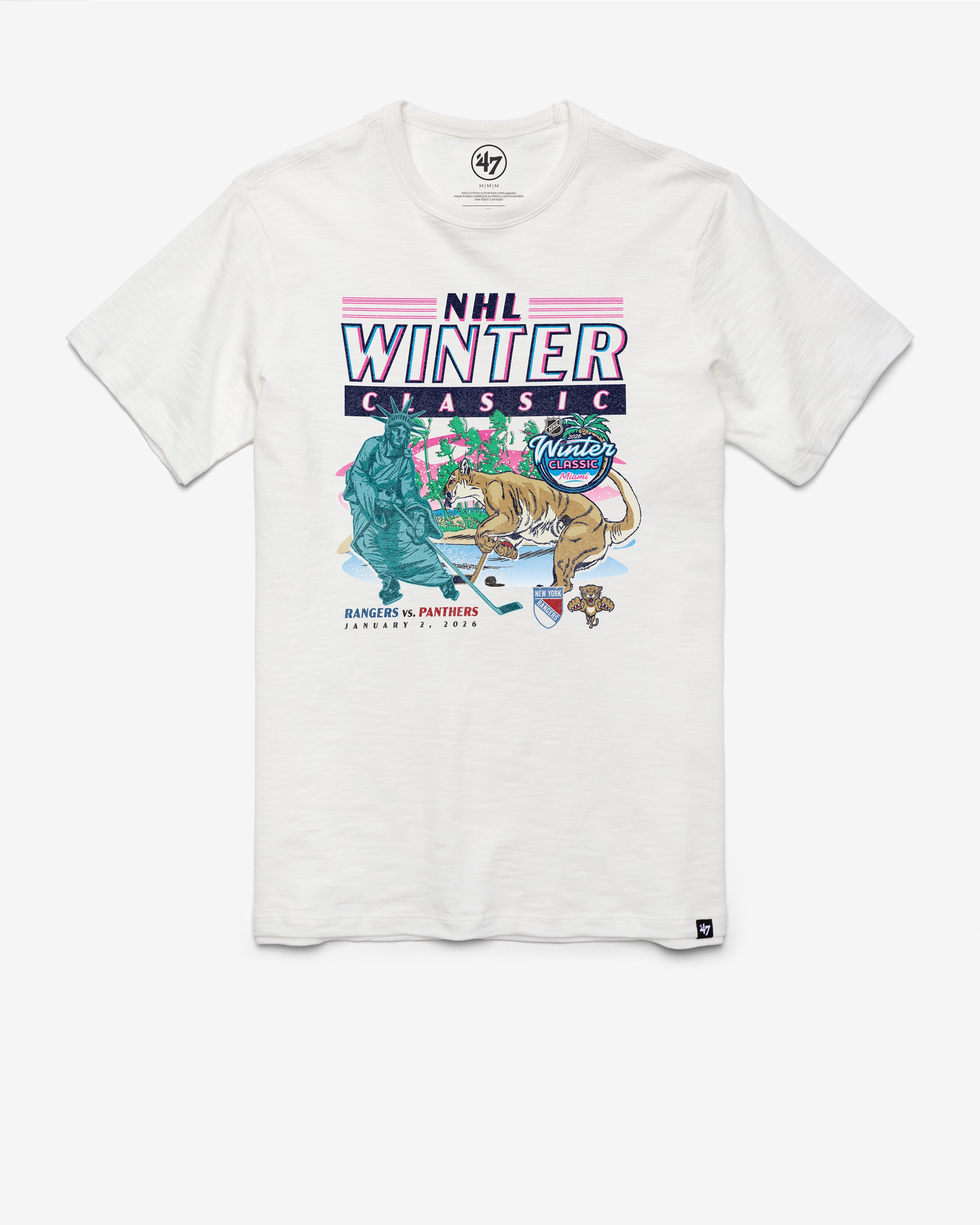 NEW YORK RANGERS X FLORIDA PANTHERS DUELING GRIT '47 SCRUM TEE WHITE WASH