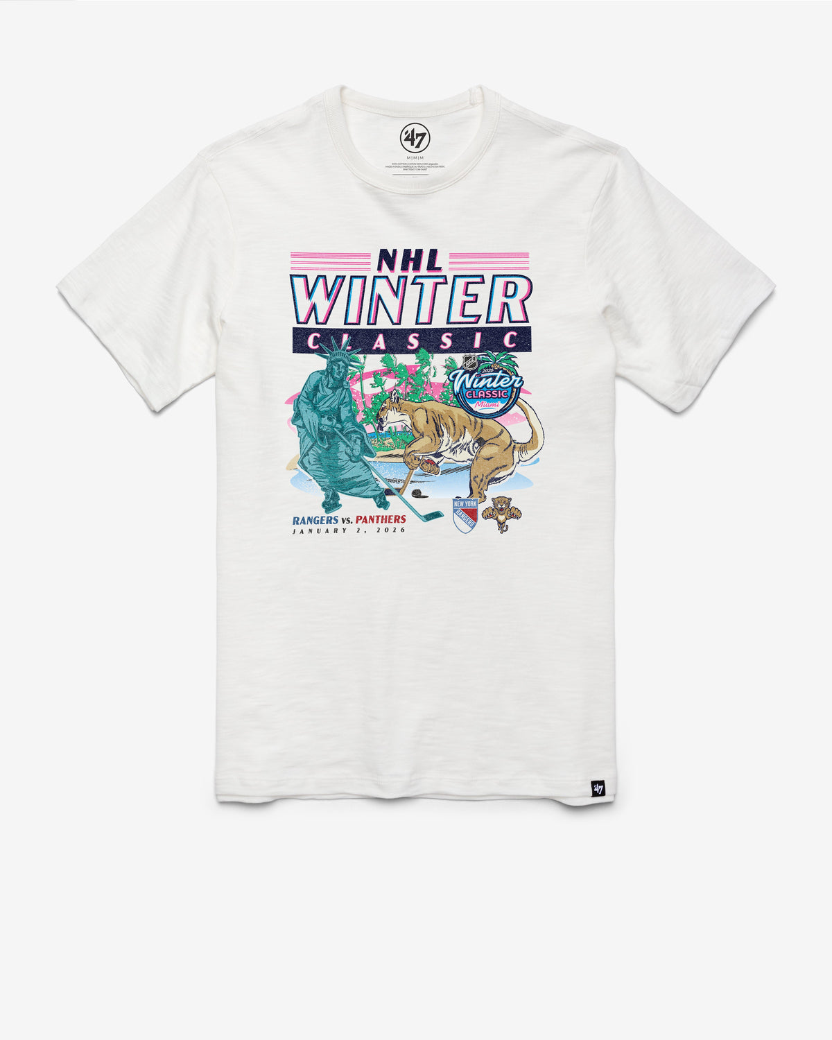 NEW YORK RANGERS X FLORIDA PANTHERS DUELING GRIT '47 SCRUM TEE WHITE WASH