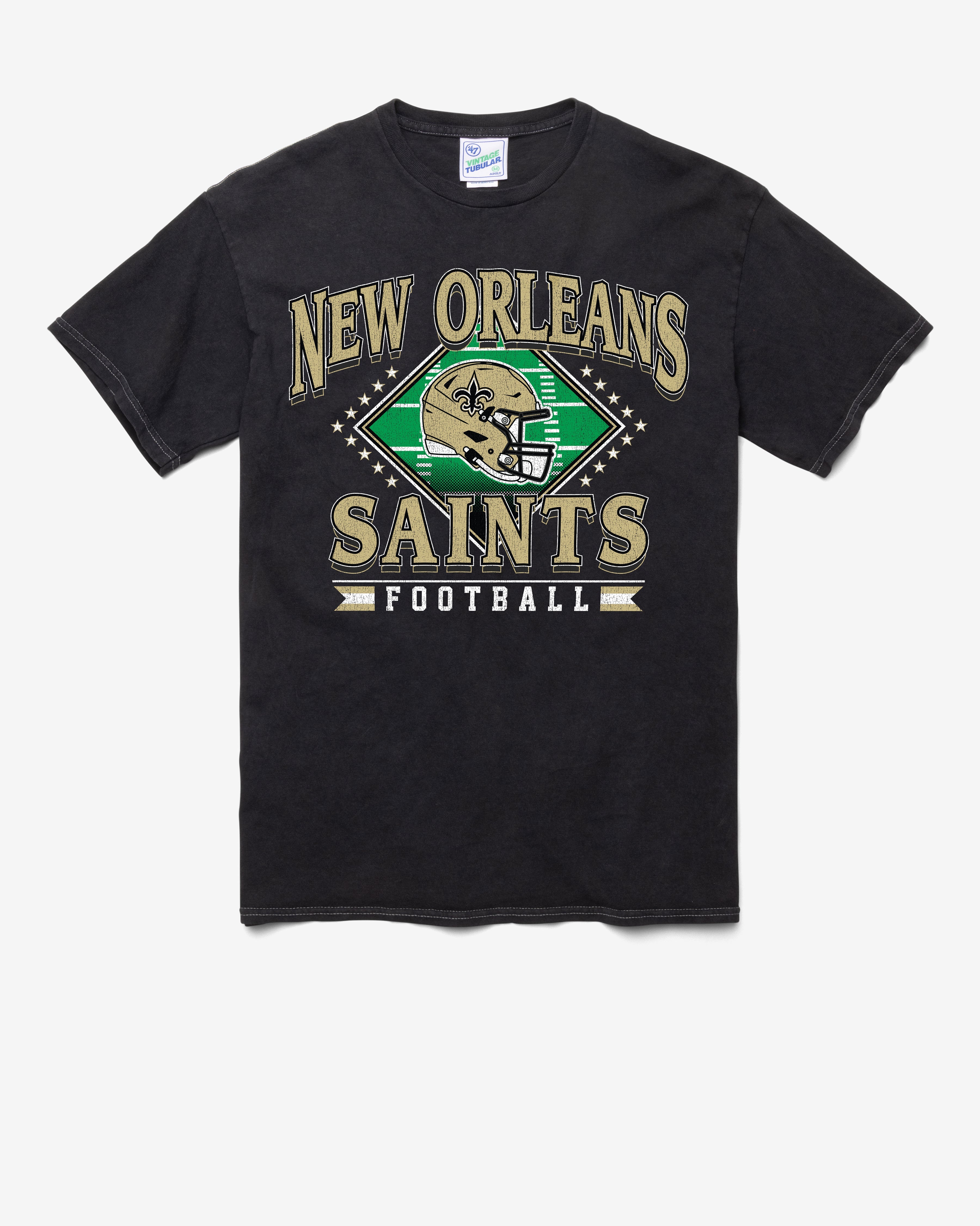 NEW ORLEANS SAINTS FIELD PASS VINTAGE '47 TUBULAR TEE DT BLACK