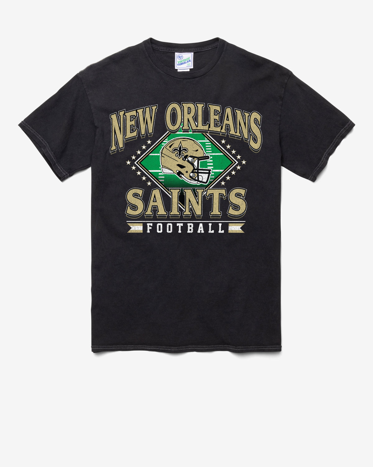 NEW ORLEANS SAINTS FIELD PASS VINTAGE '47 TUBULAR TEE DT BLACK