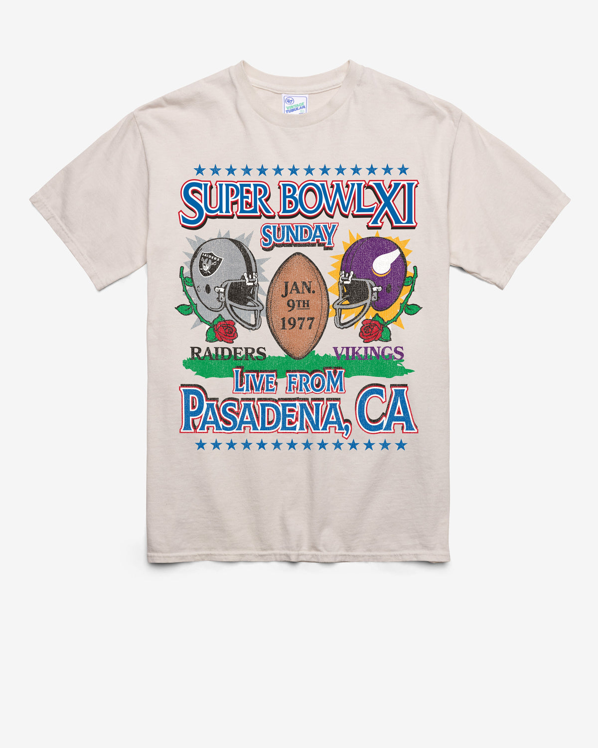 LAS VEGAS RAIDERS X MINNESOTA VIKINGS SUPER BOWL GRIDIRON DUELING '47 TUBULAR TEE DUNE